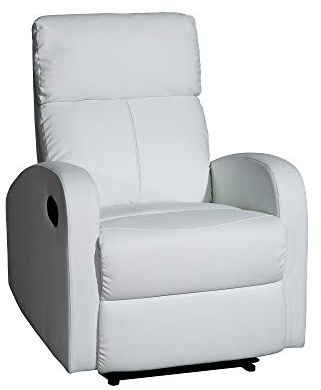 MOMMAHOME® Sillón Relax reclinable, TAVIRA - Sillón Reclinable Manual - Material Piel Sintetica PU/Metal Color Blanco, Medidas: Ancho 71 x Profundo 93 x Alto 101 cm