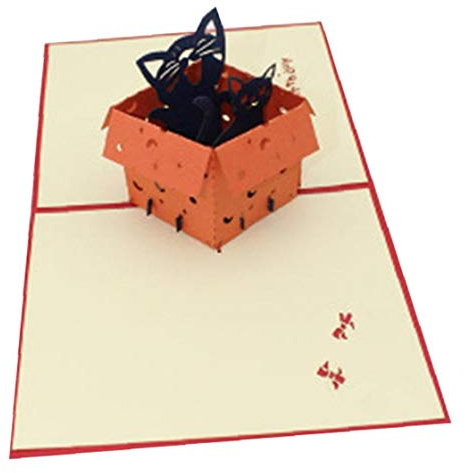 AMOYER 1pc 3D Pop Up Karte Diy Verstecken Im Kasten Katze Leere Karte Überraschungs-Geschenk Grußkarte Umschlag-Geburtstags-Einladung Universal Cartoon