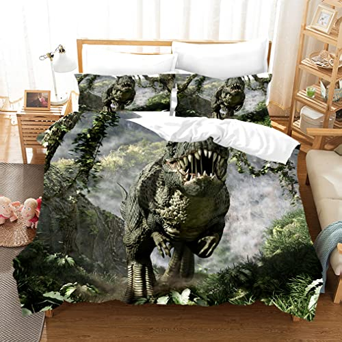 Dinosaurier-Bettwäsche für Kinder, Bettwäsche-Set Dinosaurier, Bettbezug für Spiel, Dinosaurier, Party, Geburtstag, Weihnachten, für Jungen, Mädchen und Kinder, 135 x 200 cm
