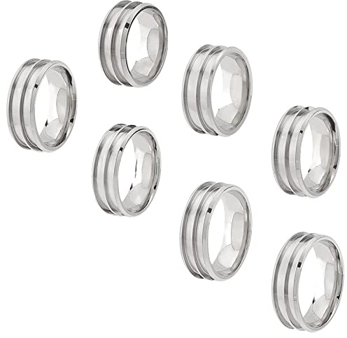 UNICRAFTALE 7 Stück 7 Größen Breitband Fingerringe 201 Edelstahl Doppelt Gerillte Ringe Kern Rohlinge Ring Für Inlay Ring Schmuckherstellung Polierter Komfort Gerillter Fingerring