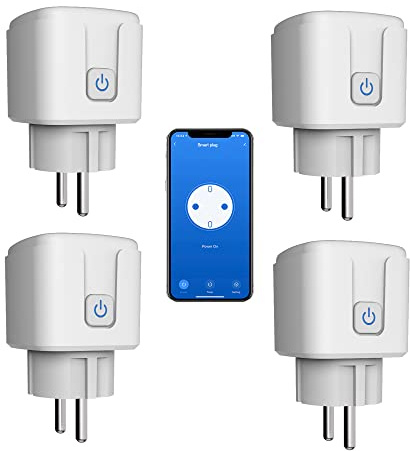 Enchufe Smart Plug WiFi: 16 A Wifi Smart Plugs con temporizador y función de cuenta atrás, mando a distancia de la aplicación, interruptor inteligente de enchufe funciona con Alexa (Wifi, 4 paquetes)