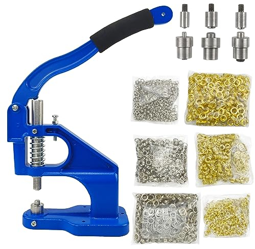 AeKeatDa Handpress-Tüllenmaschine mit 3000 Ösen (6 mm, 10 mm und 12 mm), 3 Schneideisen (#0#2#4), Griffabdeckung, Handpress-Tülle, Öse, Maschinenstanzwerkzeug