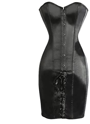 WEITING Corsé sexy para mujer, vestido de corsé gótico adelgazante, cuerpo largo, huesos de acero, torso, moldeador de curvas, talla grande, negro, XL