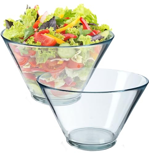 KADAX Ensaladera de 16,6 cm, de vidrio sin plomo, apto para lavavajillas, cuenco de cristal reciclable para servir ensaladas, patatas fritas, palomitas de maíz o galletas (2 x 17 cm)