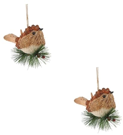 IMIKEYA 2 Stücke Vogel Weihnachten Baum Ornamente Stroh Handwerk Ornament Für Wohnkultur Festliche
