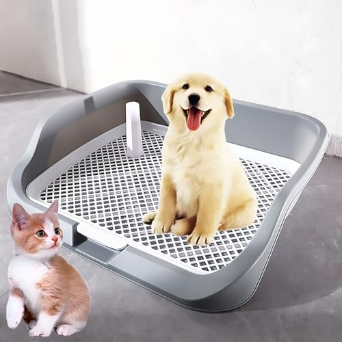 Pucaru Abnehmbare Hundetoilette aus Netzstoff, 3-seitig Erhöhter Zaun, Hundeklo mit Abnehmbaren Pfosten, für Welpen und Kätzchen (Color : Grey)