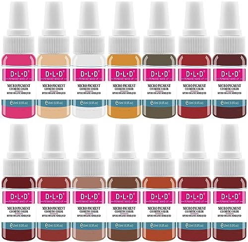 DLD Tattoo Embroidery Lip Color Art Vivid Ink Enhancement Lip Color Eternal Lip Makeup Bright Advanced Red Lip Series 14 Bottle Micro Blade Beauty Set