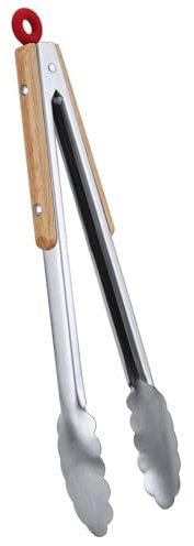 Pince Cuisine Pinces de cuisine en acier inoxydable, pinces alimentaires verrouillables en métal de 9 et 12 avec poignées en bois Pince De Cuisine (Color : 12 inch)