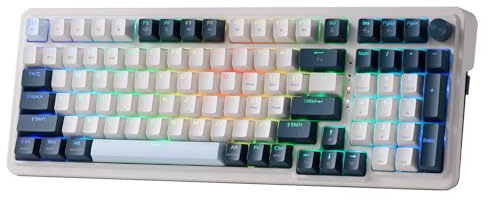 Redragon K686 PRO 98 Keys Wireless Gasket RGB Gaming Keyboard, 3-Mode Win/Mac Mechanical Keyboard w/5-Layer Noise Dampening, Dedicated Knob Control & Hot-Swap in Linear Red Switch, Blue Himmel Color