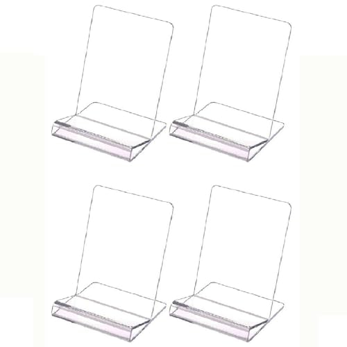 4 x Acryl-Buchständer, transparenter Buchständer, Prospekthalter, Ständer für Bilder, Bücher, Speisekarten, Notizbücher