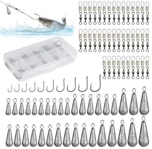 Kit de Pesca 125 Piezas - Emerillones, Plomos y Anzuelos de Pesca para Mar y Surfcasting