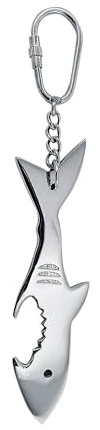 NKlaus Flaschenöffner Hai aus vernickeltem Messing, 15,5cm – Elegante Nautische Deko, Ozeanische Eleganz 16105