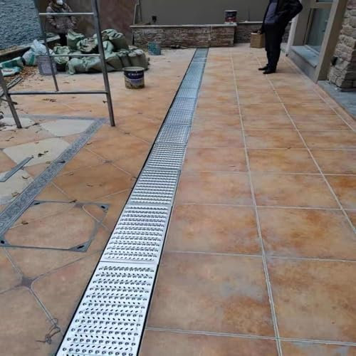 Canaleta de Drenaje Rejilla De Drenaje De Sótano Rectangular, Rejilla De Drenaje De Piso De Acero Inoxidable 304 Para Sistemas De Canal De Entrada Al Aire Libre De Patio, Rejilla Drenaje Zanja Canal(5