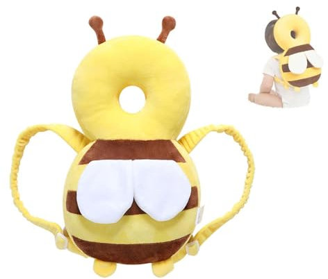 Bambebe Baby Head Protection Pillow Backpack Safety Pads Adjustable Size Protector for 4-24 Months Toddler Safety Helmet Baby Harness Walking(Bee)