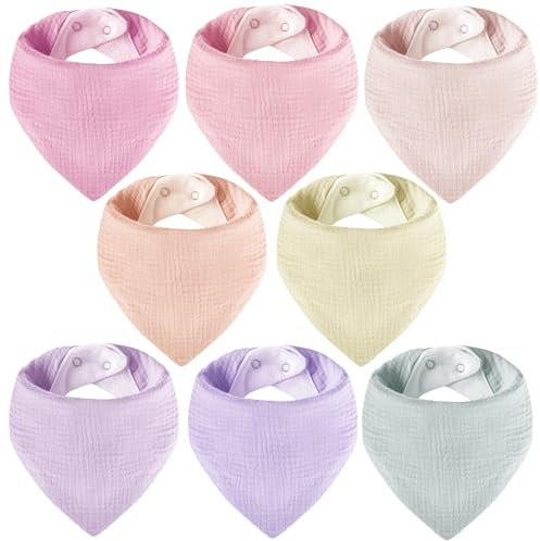 Yafane Baby Lätzchen Musselin Dreieckstuch Baby Super Saugfähig Halstuch Baumwolle Spucktuch Sabberlätzchen für Kleinkinder Jungen Mädchen (Rosa Violett)