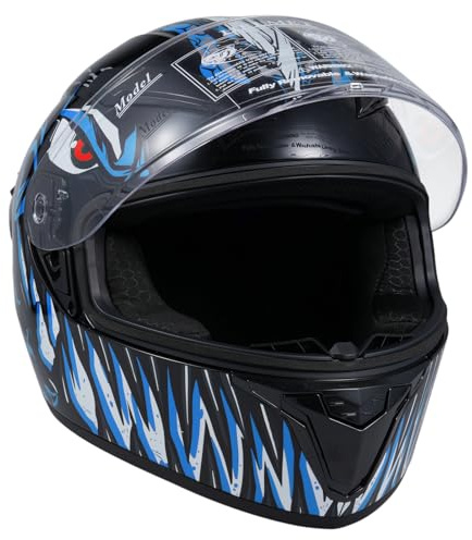 Shkalacar Casco Integrale da Moto, Casco da Bici da Strada per Uomo, Donna, Unisex, buona traspirabilità con Fibbia di Sicurezza, Blu, XL