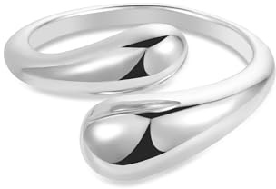ALEXCRAFT Anello Donna in Argento e Oro 14K Placcato a Forma Goccia Acciaio Inossidabile Chunky Mignolo Regolabile