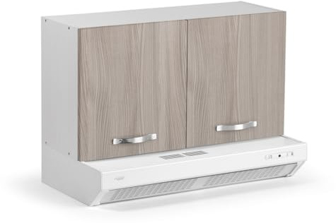 Linea Azzurra Sopracappa 90 con Depuratore Pensile Cucina Sospeso in Legno Mobile H49xL90xP32 Depuratore H15xL90xP48cm Made in Italy Facile da Installare (Olmo)