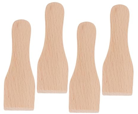 SOLUSTRE 4 Pièces Spatule Bois Pour Cuisine Ustensile De Cuisson Accessoire Ménager Spatule à Beurre Réutilisable Pratique Pour Gâteau Et Barbecue