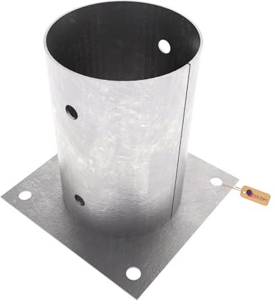 GeZu Impex® Postbas 121 x 121 mm varmförzinkad uppsättning av 8 runda staketstödfästen däckhållare pergola paviljong bas bult down-sko