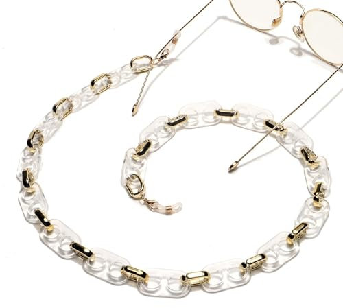 AAIXXIZAO Brillenkette Harz-Acryl-Kunststoff Goldenes Transparentes Brillenseil Minimalistische Maskenkette Modische Brillenkette