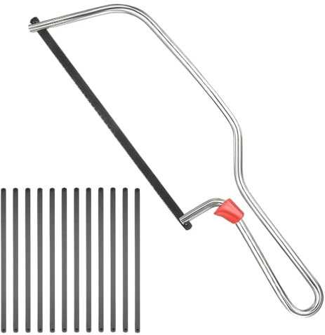 Junior Hacksaw Handheld for Metal Cutting Professional Metal Saw Mini Hacksaw Set Ridge Design for Cutting Plastic Wood,with 12 Pcs Saw Blades