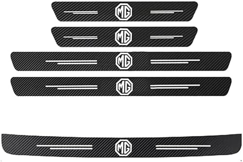 5 Pièces Protection Seuil de Porte de Voiture pour MG 3 4 5 6 7 HS ZS EHS EZS, Fibre Carbone Seuil Porte Voiture Autocollant,bande décorative anti-usure