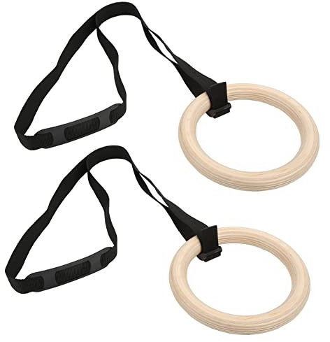 Jwthee 1 Paar Gymnastikringe Holz -Fitness -Ringe, Fitnessring Verstellbare Träger aufziehen Ringe 27,6 Zoll Lange Träger für das Training des Trainings für das Fitness des Trainings für