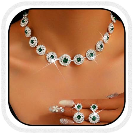 Set di gioielli da sposa e da cerimonia Unicra, collana con strass e orecchini, set di gioielli in cristallo per donne e spose, misura unica, Lega di acciaio, Nessuna pietra preziosa