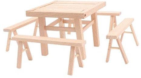 Abaodam 1 Set Zusammengebaute Holztische Und Stühle Kindertisch Und Stuhl Spielzeughaus Kindertisch Und Stühle Ornamente Für Kleinkindmöbel Tischstühle Kinderspielzeug