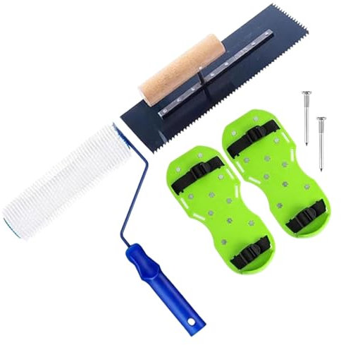 Fenteer Enlucido a la llana, con cepillo de rodillos y zapatos con, herramienta de piso de madera, hojas de acabado plano para azulejos