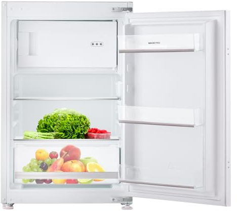 magictec Mini Frigo con Congelatore, Frigorifero da incasso | 118L (102L frigo/16L congel) | Controllo Temperatura Regolabile | Porta reversibile | Basso livello di rumore | Luce LED