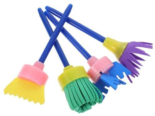 SHINEOFI 4 Pièces Brosse À Éponge De Peinture Éponge Peinture Enfant pour Projets De Bricolage Tampons d'art Pinceau en Mousse Éponge Doux Et Réutilisables pour Dessin Et Loisirs Créatifs