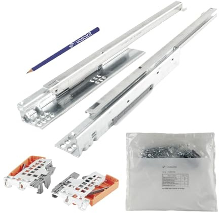 Blum Tandem Teilauszug Set, Schubladenauszug 500mm Blumotion mit praktischer Blum Kupplung, Schubladenführung Tragkraft 30kg - 1 Paar Schubladenschienen mit Kupplung