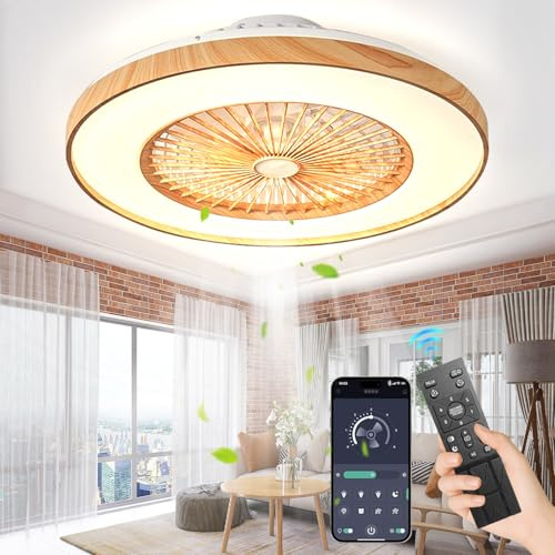 LED Deckenventilator Mit Beleuchtung,50cm Deckenleuchte Mit Ventilator Leise,70W 5600lm Dimmbar Lampe Mit Ventilator,App Und Fernbedienung,6-Gang, Timer Für Wohnzimmer, Esszimmer, Schlafzimmer