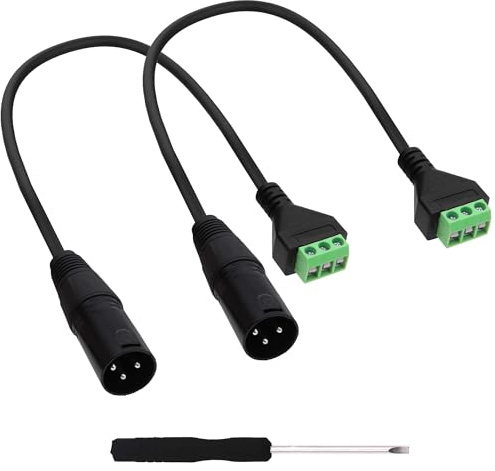 YARCHONN XLR Solderless Connector Adapter Screw Terminal Block Cable XLR to 3Pin Screw Terminal Block Cable Cord for Speaker Amplifier Microphone -30cm/11.8in-2pcs (XLR Male)