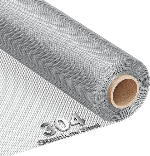 MAGZO 304 Stainless Steel Mesh Screen Roll 47in x 16ft - 22 Mesh Pet Proof Metal Window Screen Replacement, Screen Door Mesh for Patio,Porch,Pet,Cage,Vent Cover,Filter,Gutter Guard,Rodent Protection