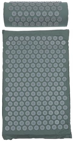 GLEAVI Lot de 2 Tapis de Massage D’Acupression Gris avec Coussin de Massage Shiatsu Tapis Antidouleur Long pour Relaxation Musculaire Bien-Soulagement des Douleurs Dorsales et