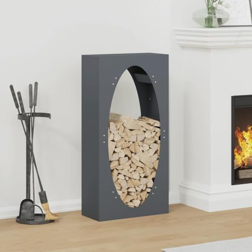 Mokuyary Étagère à bois de chauffage anthracite - 50 x 23 x 100 cm - En acier laminé à froid - Étagère pour bois de chauffage - Support en bois de chauffage - Étagère de rangement pour bois de