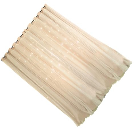 SILENRADAWN Tenda Oscurante a Doppio Strato Stelle Traforate, Poliestere Beige, 1x2,5m, Occhielli, per Finestre della Camera da Letto