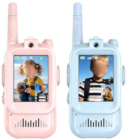 Walkie Talkies con Video Walkie Talkies Recargables para niños de 2 Piezas con Videollamada en Tiempo Real Pantalla Clara de 2.0, Juguete Divertido Ideal para Juegos en Interiores y Exteriores