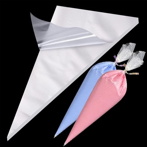 50PCS 16 Inch Medium Disposable Piping Bags, Transparent Tear-Resistant Piping Bags for Cake Cupcake Dessert Decoration, Easy Grip for Pros & Beginners