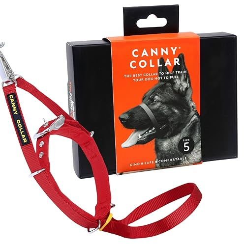 Canny Collar – Collar Antitirones de Cabeza para Perros Que Tiran | Arnés de Entrenamiento Suave y Seguro | Paseos Tranquilos sin Tirones – Rojo, Talla 5
