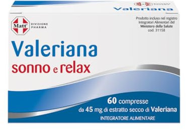 Matt, Valeriana, Integratore Alimentare di Valeriana Utile per Favorire il Rilassamento e il Sonno, Migliora la Qualità del Sonno, Confezione con 60 Compresse, 8.28 g