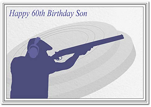 Special 60th Birthday Cards for him - Unusual Unique Cool 60 year old man (Son 60th Bday Card - Clay Pigeon Shooting)
