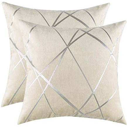 GIGIZAZA Samt Kissenbezug 40x40 cm Kissenhülle Creme Kissenbezüge Dekokissen Fall für Sofa Schlafzimmer Wohnzimmer 2er Set
