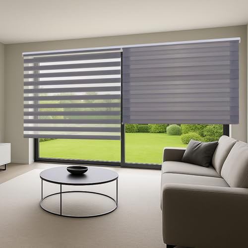 STORESDECO Doppelrollo mit Bohren 180H x 60B cm für Fenster & Türen - Zuverlässiger Lichtschutz & Sichtschutz - Kindersichere Rollos für Fenster mit Bohren & Einfacher Montage - Made in Europe