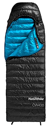 Naturehike Daunenschlafsack Deckenschlafsäcke mit Hut Ultraleichter Kompressionsschlafsack weißer Gänsedaunenschlafsack (Schwarz M)