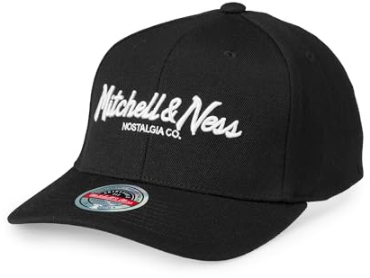 Mitchell & Ness INTL230 Black White Branded Pinscript Classic Red Stretch Snapback Cap Adjustable Fit