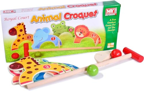 Marco Paul Animal Croquet Game - kids garden toys Outdoor Indoor Play Family Garden Game Early Educational Game Gift for Children suitable for Ages 3+ Kids Golf Set with Balls